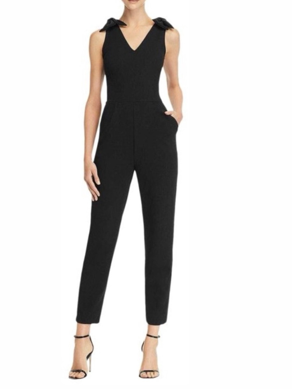 AQUA Black Jumpsuit with Tie Shoulders